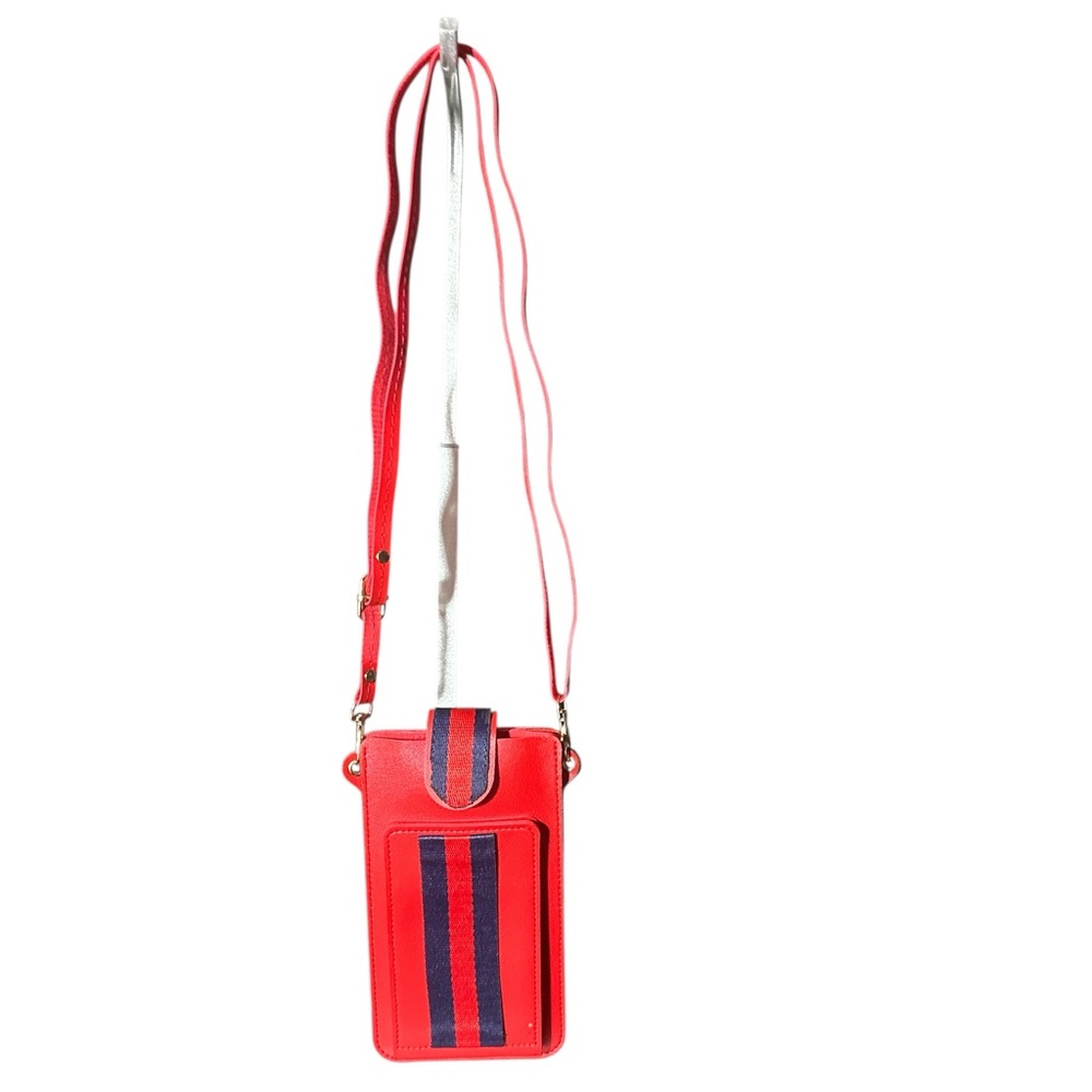 Red Touchscreen Phone Crossbody Navy & Red Stripe Bag